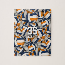 ブルーオレンジチームカラーガールズボーイズバレーボール ジグソーパズル