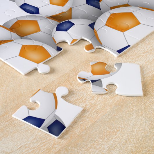 ブルーオレンジチームカラーズガールズサッカー ジグソーパズル (側面)