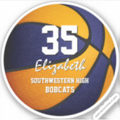 ブルーオレンジチームカラーズガールズバスバスケットボール シール (正面)