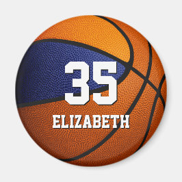 ブルーオレンジチームカラーズガールズバスバスケットボール マグネット