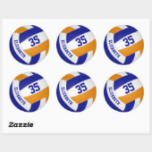 ブルーオレンジチームカラーズボーイズガールバレーボール ラウンドシール (シート)