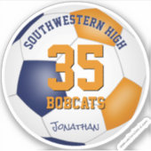 ブルーオレンジチームカラーズボーイズサッカー シール (正面)