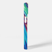 ブルーオレンジティール(緑がかった色)抽象芸術幾何学羽根 Case-Mate iPhoneケース (裏面 / 右)