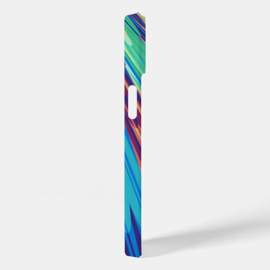 ブルーオレンジティール(緑がかった色)抽象芸術幾何学羽根 Case-Mate iPhoneケース (裏面 / 右)