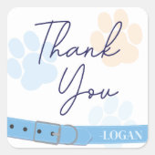 ブルーオレンジドッグポープリント誕生日ありがとう スクエアシール (正面)