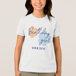 ブルーオレンジドッグポープリント誕生日ガールパーティー トライブレンドＴシャツ