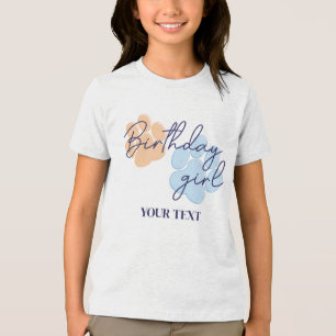ブルーオレンジドッグポープリント誕生日ガールパーティー トライブレンドTシャツ