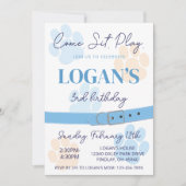 ブルーオレンジドッグポープリント誕生日パーティー任意の年齢 招待状 (正面)