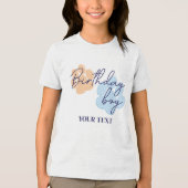 ブルーオレンジドッグポープリント誕生日ボーイパーティー トライブレンドＴシャツ (正面)