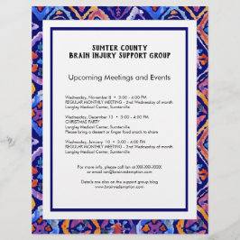 ブルーオレンジネイビーイカットパターンニュースレター チラシ