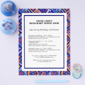 ブルーオレンジネイビーイカットパターンニュースレター チラシ (シングル)