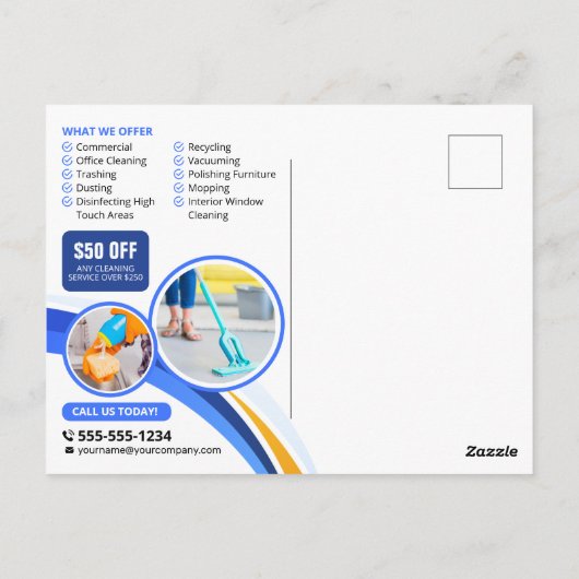 ブルーオレンジハウスクリーニング清掃の清掃メイドサービス ポストカード (裏面)