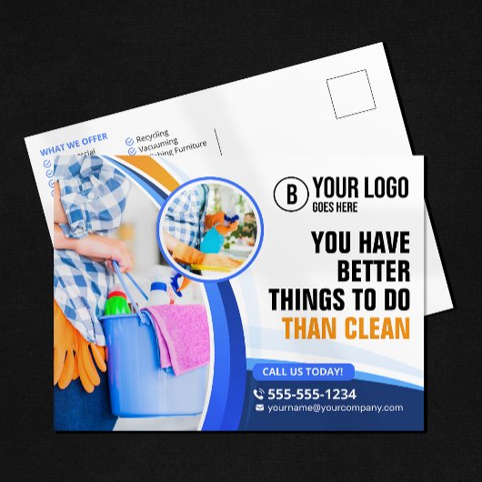ブルーオレンジハウスクリーニング清掃の清掃メイドサービス ポストカード