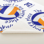 ブルーオレンジバレーボールのコート幸せ場所 シェルパブランケット (3/4)