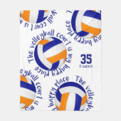 ブルーオレンジバレーボールのコート幸せ場所 フリースブランケット (正面)