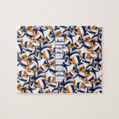 ブルーオレンジバレーボールのチームカラーガールズボーイズネーム ジグソーパズル (横)