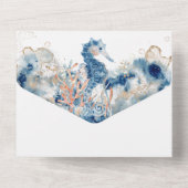 ブルーオレンジヒトデシーホース海バラ オールインワン招待状 (裏面)