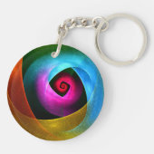 ブルーオレンジピンクモダン抽象芸術アートパターン#24 キーホルダー (裏面)