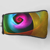 ブルーオレンジピンクモダン抽象芸術アートパターン#24 ゴルフヘッドカバー (正面)