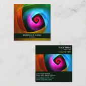 ブルーオレンジピンクモダン抽象芸術アートパターン#24 スクエア名刺 (正面/裏面)