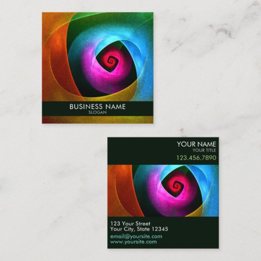 ブルーオレンジピンクモダン抽象芸術アートパターン#24 スクエア名刺 (正面/裏面)