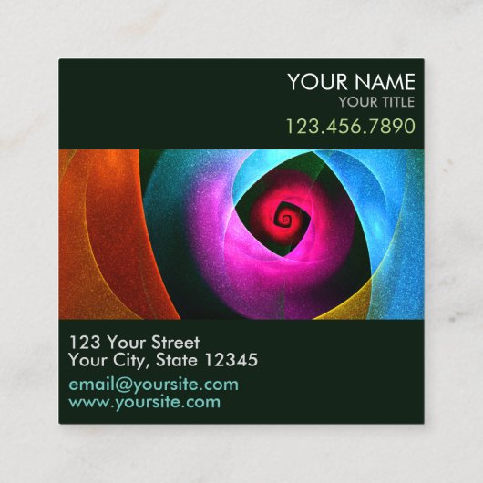 ブルーオレンジピンクモダン抽象芸術アートパターン#24 スクエア名刺 (裏面)