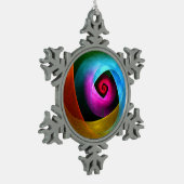 ブルーオレンジピンクモダン抽象芸術アートパターン#24 スノーフレークピューターオーナメント (左)