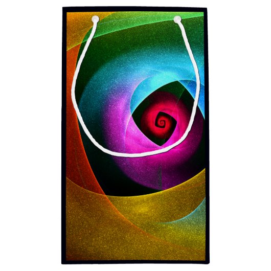 ブルーオレンジピンクモダン抽象芸術アートパターン#24 スモールペーパーバッグ (裏面)