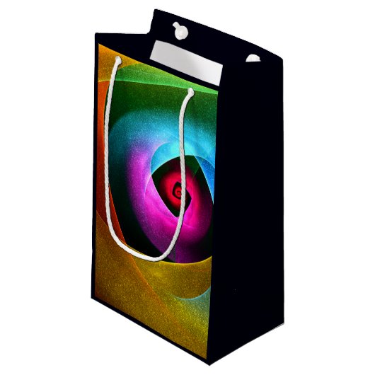 ブルーオレンジピンクモダン抽象芸術アートパターン#24 スモールペーパーバッグ (正面アングル)