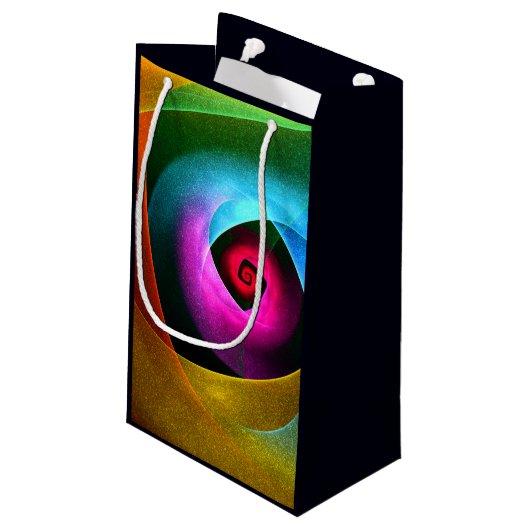 ブルーオレンジピンクモダン抽象芸術アートパターン#24 スモールペーパーバッグ (裏面アングル)