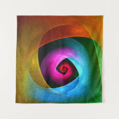 ブルーオレンジピンクモダン抽象芸術アートパターン#24 タペストリー (正面(横))