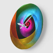 ブルーオレンジピンクモダン抽象芸術アートパターン#24 ラージ壁時計 (傾斜)