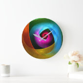 ブルーオレンジピンクモダン抽象芸術アートパターン#24 ラージ壁時計 (ホーム)