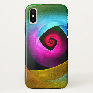 ブルーオレンジピンクモダン抽象芸術アートパターン#24 iPhone XSケース