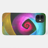 ブルーオレンジピンクモダン抽象芸術アートパターン#24 iPhoneケース (裏面横)