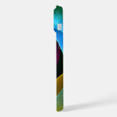 ブルーオレンジピンクモダン抽象芸術アートパターン#24 iPhoneケース (左側面)