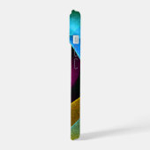 ブルーオレンジピンクモダン抽象芸術アートパターン#24 iPhone 15ケース (左側面)