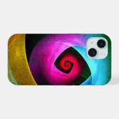 ブルーオレンジピンクモダン抽象芸術アートパターン#24 iPhone 15ケース (裏面横)