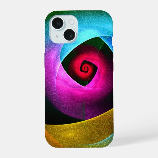 ブルーオレンジピンクモダン抽象芸術アートパターン#24 iPhone 15ケース (裏面)