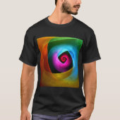 ブルーオレンジピンクモダン抽象芸術アートパターン#24 Tシャツ (正面)