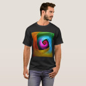 ブルーオレンジピンクモダン抽象芸術アートパターン#24 Tシャツ (正面フル)