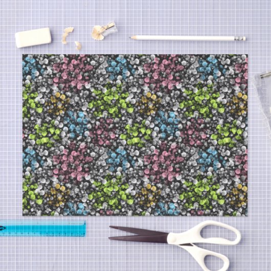 ブルーオレンジピンクライムグリーン水玉模様アートパターン 薄葉紙 (クラフト)