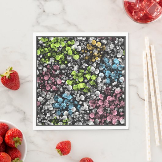 ブルーオレンジピンクリムライムグリーン水玉模様パターン スタンダードランチョンナプキン (インサイチュ)