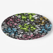 ブルーオレンジピンクリムライムグリーン水玉模様パターン ペーパープレート (アングル)