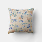 ブルーオレンジフィッシュスターフィッシュコーラルリーフコーストビーチ クッション (裏面)