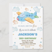 ブルーオレンジフライト誕生日招待状 招待状 (正面)