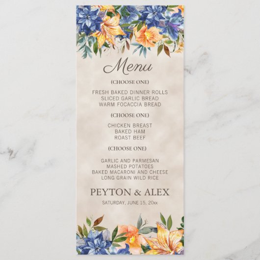 ブルーオレンジフローラ秋結婚秋 メニュー (正面)