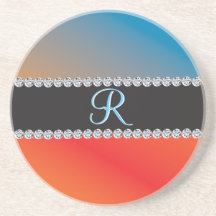 ブルーオレンジブラックダイヤモンド3dモノグラムイニシャル