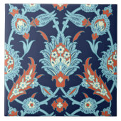 ブルーオレンジホワイトトルコ東洋花柄 タイル (正面)