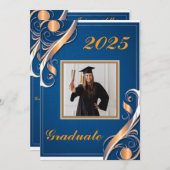 ブルーオレンジホワイト卒業2025 招待状 (正面/裏面)